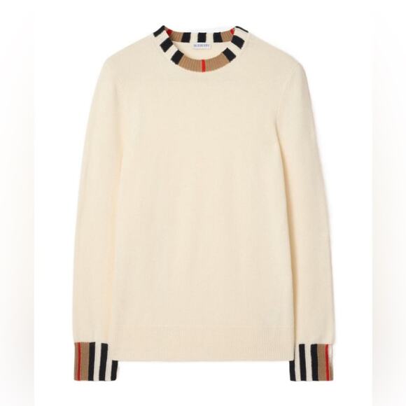Burberry Icon Stripe cashmere sweater white s - Picture 1 of 4